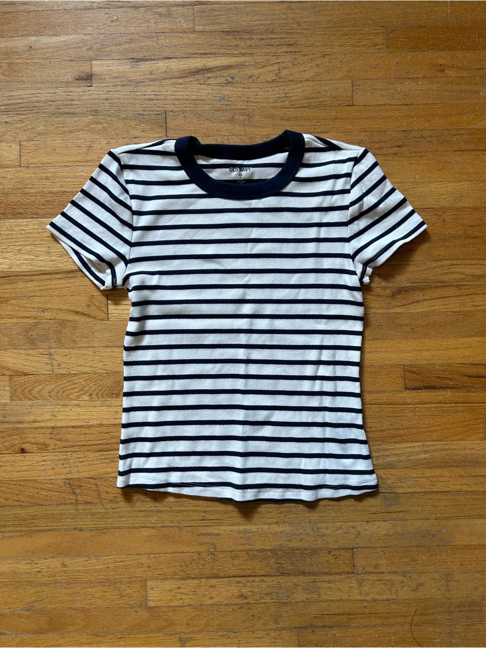 Striped Crewneck Tee - Navy & White